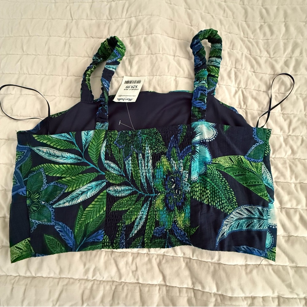 Rachel Zoe Blue and Green Leaf/ Flower Print Long Pull On Skirt Set XL - Picture 5 of 13